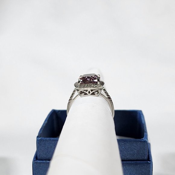 Premium Ametrine & Natural White Zircon Halo ring in Platinum over 925SS 6.15cts - Picture 6 of 6